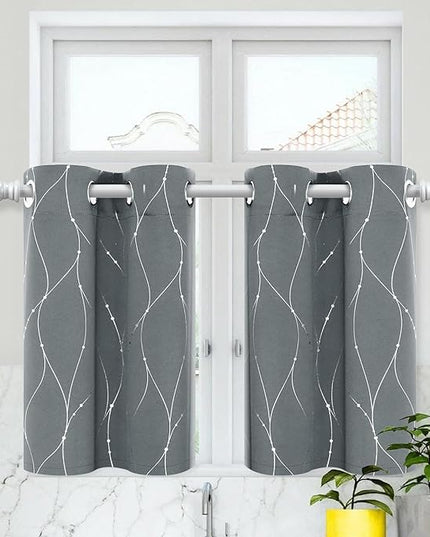BUHUA Short Curtains 36 inches Long, Black Out RV Bunk Panels, Kitchen Window Curtains Over Sink, Thermal Insulating Blackout Drapes for Small Window (2 Panels, Light Grey, 26 inches Wide)