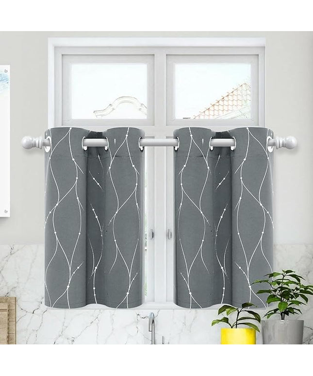 BUHUA Short Curtains 36 inches Long, Black Out RV Bunk Panels, Kitchen Window Curtains Over Sink, Thermal Insulating Blackout Drapes for Small Window (2 Panels, Light Grey, 26 inches Wide)
