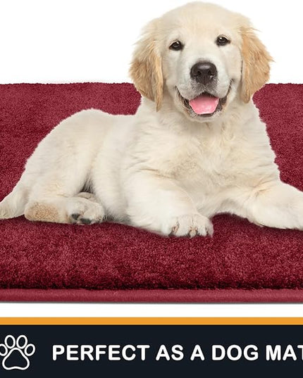 PURRUGS Dirt Trapping Door Mat 31.5" x 70", Non-Slip Machine Washable Entry Rug, Shoe Scraper, Dog Doormat, Super Absorbent Welcome Mat for Front & Back Door, Muddy Shoes & Paws, Burgundy Red