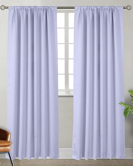 BGment Rod Pocket and Back Tab Blackout Curtains for Bedroom - Thermal Insulated Room Darkening Curtains for Living Room, 2 Window Curtain Panels (52 x 84 Inch, Lavander)