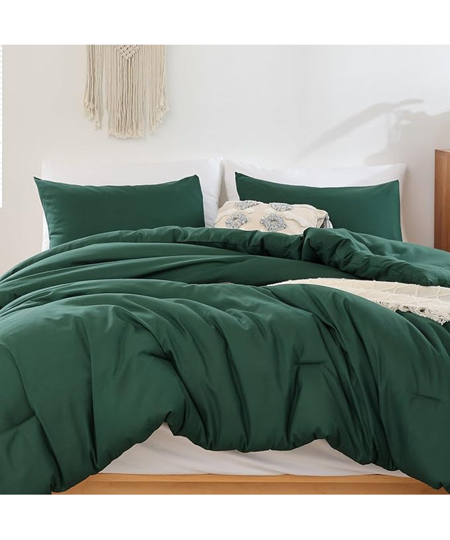 ROSGONIA Twin/Twin XL Comforter Set for College Girls Boys Dark Emerald Green, 1 Comforter 1 Pillowcase, All Season Kids Comforter Sets Dorm Bedding