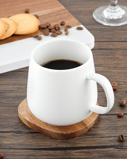 Acacia Wood Coasters Set of 4, 3.93 Inch Unique Shaped Non-Slip Wooden Coasters Without Holder for Wooden Coffee Table for Cups, Mugs, and Glasses