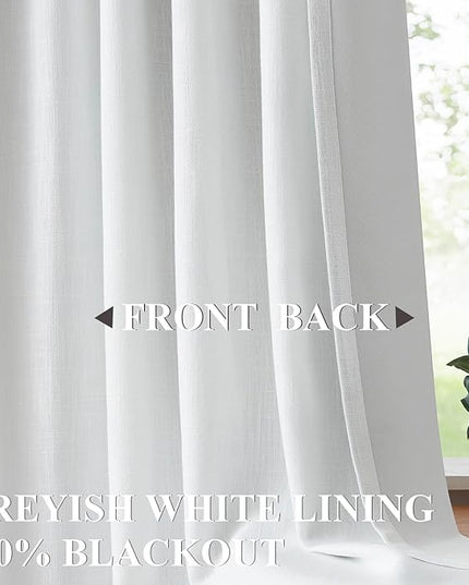 Vision Home White Pinch Pleated Full Blackout Curtains Thermal Insulated Window Curtains 95 inch for Living Room Bedroom Room Darkening Pinch Pleat Drapes with Hooks Back Tab 2 Panel 40" Wx95 L