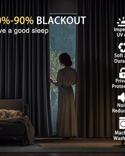 JIUZHEN Red Blackout Curtains for Bedroom - Light Blocking and Noise Reducing Grommet Curtains for Living Room Darkening Curtains, Set of 2 Window Curtain Panels, 38 x 72 Inch Length