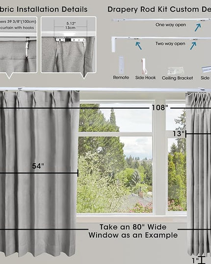 SmartWings Automatic Curtain Opener with Drapery, Motorized Vertical Blinds with Remote, Electric Closet Doors Sliding Panels Compatible with Alexa Google Homekit, 90% Blackout Sierra Grey