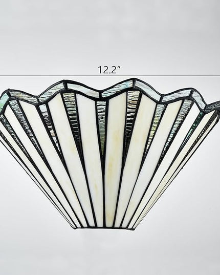 Tiffany Style Wall Sconce 12.2-Inch Stained Glass Wall Light Fixture, Mission Tiffany Sconces Wall Lighting 1-Light Stained Glass Wall Sconce Decor for Bedroom Hallway Stairway Bathroom Home