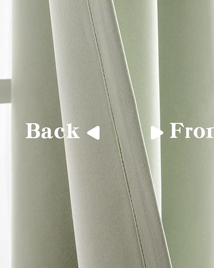 Sage Green Curtains 96 Inch Length 2 Panels Set, Light Filtering Curtains for Living Room 96 Inch Long, Grommet Energy Saving Semi Sheer Drapes for Bedroom Window(W52 x L96)