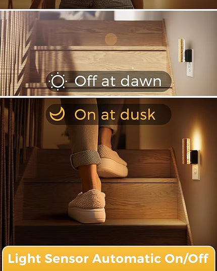 L LOHAS LED Night Lights Plug Into Wall, 2 Pack Night Light with Dusk-to-Dawn Sensor, Dimmable Decorative LED Nightlights, 0-100LM 3000K Adjustable Brightness for Bathroom, Hallway, Bedroom,Stairway