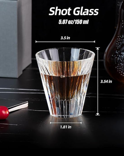 KAMMAK Whiskey Glasses Set of 2, 5.07 oz (150 ml) Hand Blown Crystal Tumbler with Delicate Rim, Lead-Free Thick Base & Seamless Design for Neat Scotch, Bourbon, and Craft Cocktails