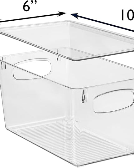 CLEARSPACE Plastic Pantry Organization and Storage Bins with Lids - Perfect Kitchen Organization or Kitchen Storage - Fridge Organizer, Refrigerator Organizer Bins, Cabinet Organizers