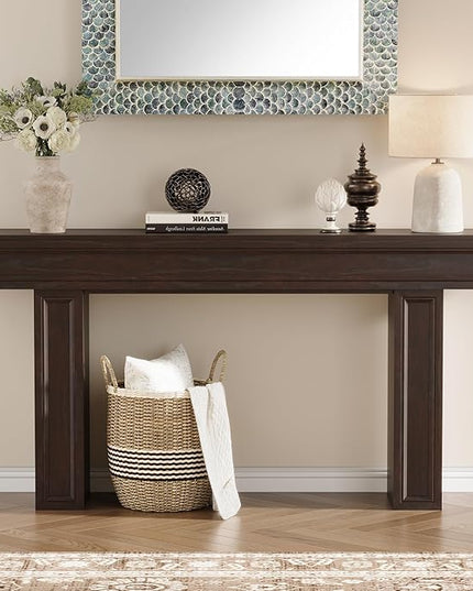 Rresyet 63 Inch Long Console Table, Sofa Table Behind Sofa, Wooden Entryway Table, Farmhouse Entryway Table for Entry, Hallway, Living Room (Cherry)