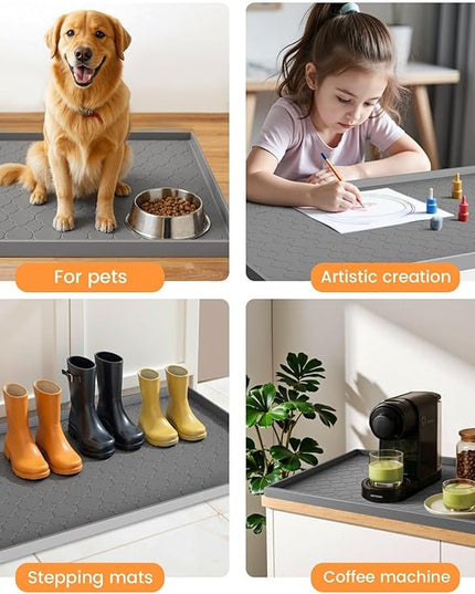 Jin&Bao Waterproof Under Sink Mat 25" x 19", Thick Silicone Mat Cabinet Protector for Kitchen and Bathroom, Shelf Liner, Home Organizer and Storage, Multipurpose Tray for Gadgets and Essentials