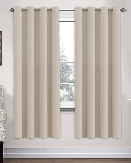 H.VERSAILTEX Ultra Soft Microfiber Thermal Insulated Antique Copper Grommet Blackout Curtains/Window Treatment Draperies 52 by 72 - Inch for Living Room/Bedroom, Set of 2 - Fog