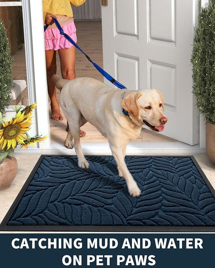 Yimobra Front Door Mat Outdoor Indoor, 29.5x17 All-Season Waterproof Door Mat Outside Entrance, All-Weather Non-Slip Outside Doormat for Garage Patio Entryway, Blue