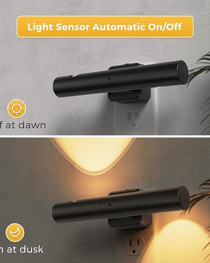 L LOHAS LED Night Light, Night Lights Plug into Wall, Auto Light Sensor 180° Rotating[2-Pack], Brightness Adjustable 0-100Lm, Soft White 3000K, Modern Nightlights for Bathroom, Hallway