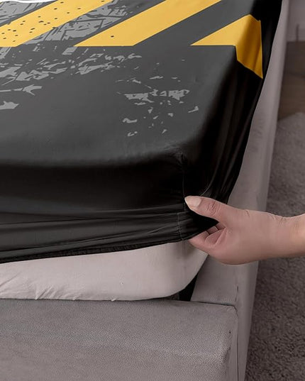 AILONEN Cartoon Monster Truck Fitted Sheet Set Twin XL Size, Construction Vehicles Sheets, American Flag Bed Sheet Set 3 Pieces - 1 Fitted Sheet and 2 Pillowcases