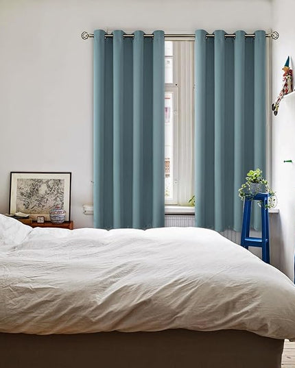 BGment Room Darkening Curtains 63 Inches Long - Grommet Thermal Insulated Drapes Window Treatment Curtains for Bedroom, 2 Panels, 52 x 63 Inch, Stone Blue