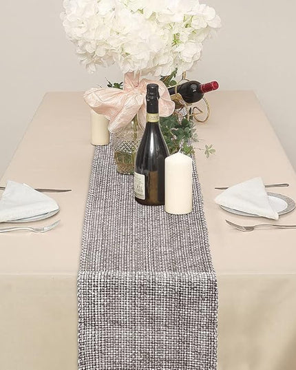 Urban Villa Two Tone Table Runner - 100% Cotton, Brown/Ivory, 14''x72'' with Fringes, Perfect for Kitchen, Dining, BBQs and Everyday Use