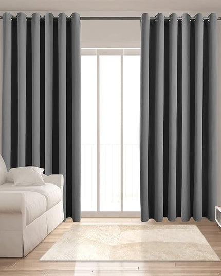 Blackout Curtains for Bedroom Thermal Insulated Solid Grommet Window Drapes Extra Wide for Sliding Door, Set of 2 Curtain Panels 84 W x 108 L Inches Dark Gray