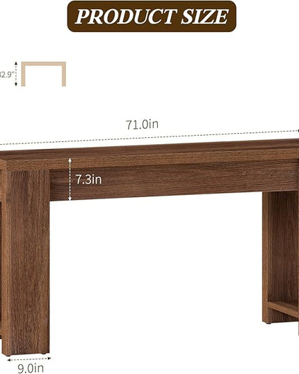 71" Extra Long Console Table, Wood Farmhouse Entryway Table, Plank and Beam Console Tables for Living Room, Entry, Entrance, Behind Couch, Hallway, Foyer, Narrow Sofa Tables for Front Doo