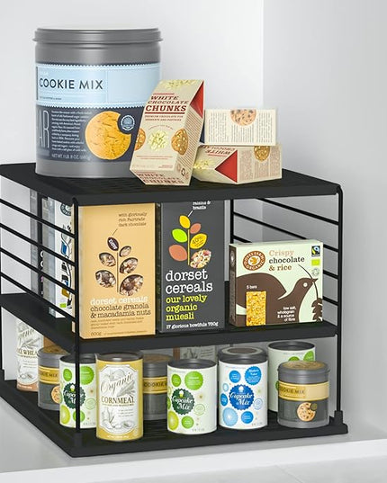 Upgraded Cabinet Organizers and Storage -Divided Compartment Holder for Plastic Bag, Wrap, Foil, Snack and Box for Kitchen and Pantry Organization and Storage, Kitchen Organization(Black)