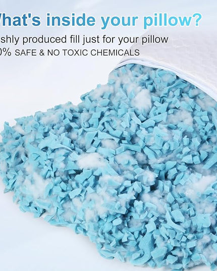 NTCOCO Cooling Bed Pillows King Size Pack of 2 for Sleeping Shredded Memory Foam Bed Pillows Adjustable Gel for Side Stomach Back Sleepers Washable Removable Cover