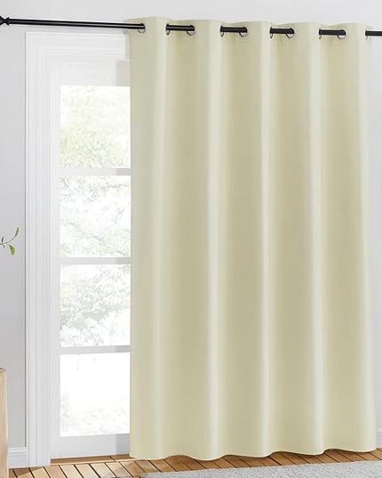 NICETOWN Room Darkening Beige Curtain 84 inch Length - Grommet Solid Thermal Insulated Doorway Drape Blackout Curtain Sound Reducing for Bedroom/Living Room (1 Panel, W66 X L84)