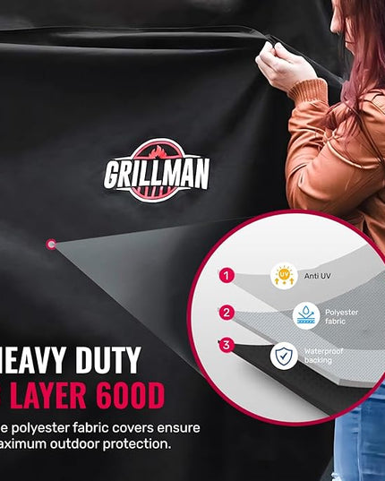 Grill Cover by Grillman, Black, 30 Inch, BBQ Outdoor Grill Covers, Charcoal & Gas Grills, Waterproof, Rip-Proof, Weather-Resistant, Anti-UV, Barbecue Cover for Weber, Genesis, Charbroil, Nexgrill, etc