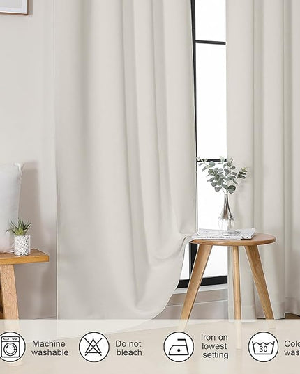 Gwine Natural Light Filtering Curtains for Living Room 72 inches Long, Noise Reducing Room Darkening Window Treatment Curtains for Bedroom, Farmhouse Decor with Rod Pocket, Each 40" Wx72 L,2PCS