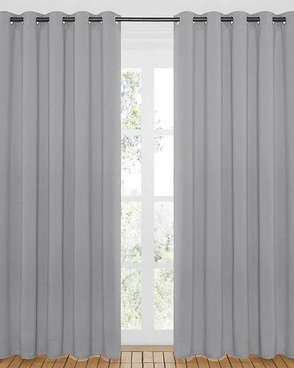 NICETOWN Blackout Curtain Drape 84 inches Length - Light Reducing Thermal Insulated Solid Grommet Blackout Window Treatment for Living Room (Silver Grey, 1 Piece, W66 x L84)