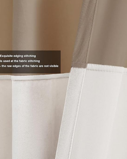 BULBUL Champagne Cream Ivory Color Block Window Curtains Panels 63 inches Long Velvet Farmhouse Drapes for Bedroom Living Room Darkening Treatment with Grommet Set of 2