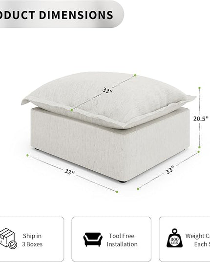 Ottoman,Down Fill Comfort Footrest,L Shape U Shape Cloud Modular Sectional Sofa for Living Room,Apartment,Office,Gray