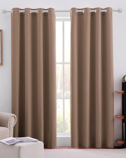 HOMEIDEAS Blackout Curtains for Bedroom 52 X 96 Inch Long 2 Panels Set Cappuccino Room Darkening Curtains/Drapes, Thermal Grommet Taupe Window Curtains for Living Room