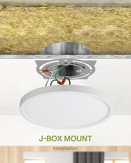 ASD LED 9" Round Flush Mount Ceiling Light Fixture, Low Profile Surface Lighting | 5CCT, Dimmable, Ultra-Thin, ETL Listed | 18W 1660LM 2700-6000K 120V | Kitchen, Bedroom, Hallway Lamp | White