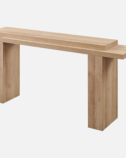 OKD 63 Inch Modern Entryway Console Table, Solid Geometry Accent Sofa Table Behind The Couch, Narrow Console Table for Entryway, Hallway, Living Room, Foyer, Natural Oak