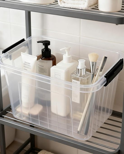 Zopnny 12 Quart Storage Latch Bins with Handles, Plastic Clear Storage Box with Lid, 6 Pack