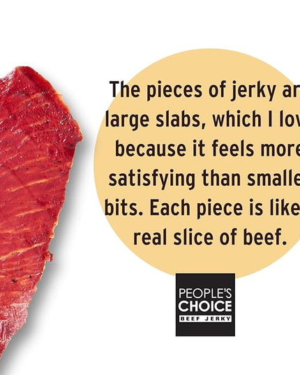 People’s Choice Beef Jerky – Teriyaki Big Slab – Whole Muscle, Thin-Sliced, Slab Jerky Texture – 10g Protein per Serving – Made in USA – 15 Count, 19.2 oz Bag