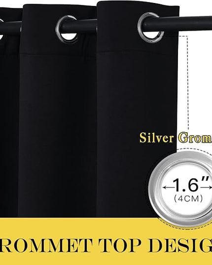 NICETOWN Blackout Curtain Drape for Night Shift - Light Reducing Thermal Insulated Solid Grommet Blackout Window Treatment for Living Room (1 Piece, W66 x L72, Black)