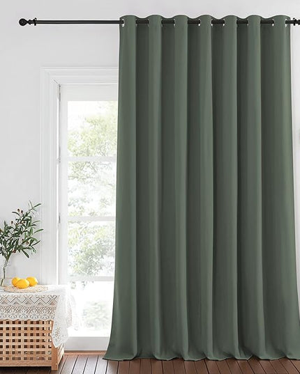 NICETOWN Blackout Sliding Door Curtain 108 inches Long, Grommet Room Darkening Sound Dampening Thermal Curtain Room Divider Drape, Dark Mallard, W100 x L108, 1 Panel