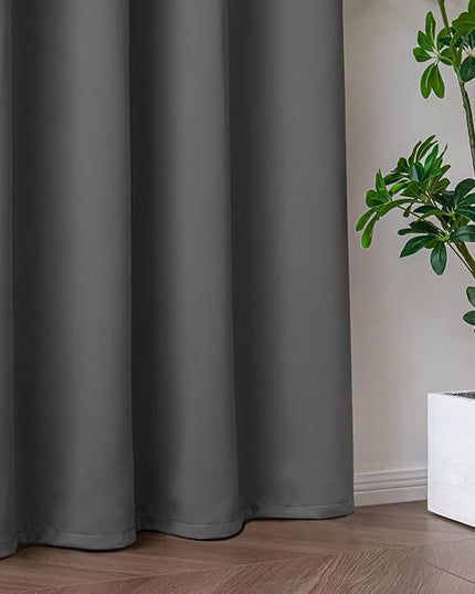 Blackout Curtains 90 Inch Length 2 Panels Set, Black Out Curtains for Bedroom 90 Inch Long, Grommet Energy Saving Room Darkening Drapes for Living Room Window Light Grey(W52 x L90)