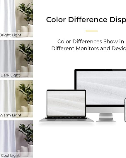 INOVADAY 100% Blackout Curtains for Bedroom, Black Out Curtains 108 Inch Long, Clip Rings Linen Blackout Drapes, Thermal Insulated Room Darkening for Living Room, 2 Panels - Brightwhite,W50xL108