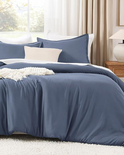 Litanika Comforters Bluish Grey California King Size, 3 Pieces Lightweight Solid Bedding Set & Collections, All Season Fluffy Bed Set (104x96In Comforter & 2 Pillowcases)