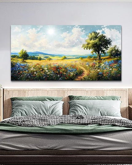 hyidecorart Nature Field Scenery Abstract Painting Large Wall Art For Living Room Bedroom Wall Decor Pictures Artworks Modern Wall Decorations For Office Canvas Prints Home Art Decor 24"X 48"