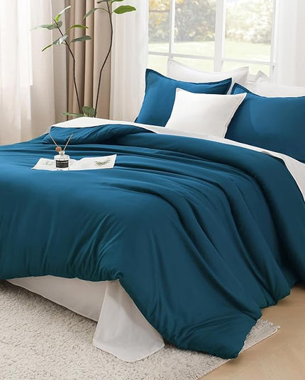 Litanika Comforters Teal Oversized Queen Size, 3 Pieces Lightweight Solid Bedding Set & Collections, All Season Fluffy Bed Set (98x98In Comforter & 2 Pillowcases)