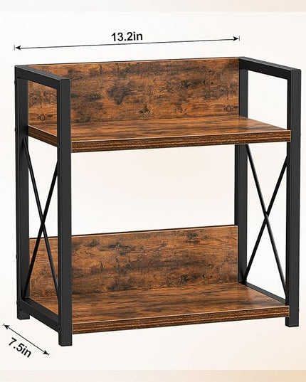 Giikin Kitchen Countertop Organizer, 2 Tier Spice Rack Organizer for Pantry, Kitchen Counter Shelf Wood Coffee Station Organizer (Brown, M)