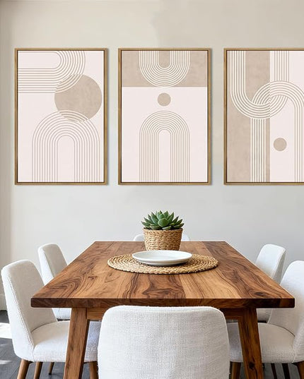 ANHUIB Neutral Wall Art Modern Boho Wall Decor Abstract Line Artwork 16x24 Inch Set of 3 for Living Room Bedroom Dining Room