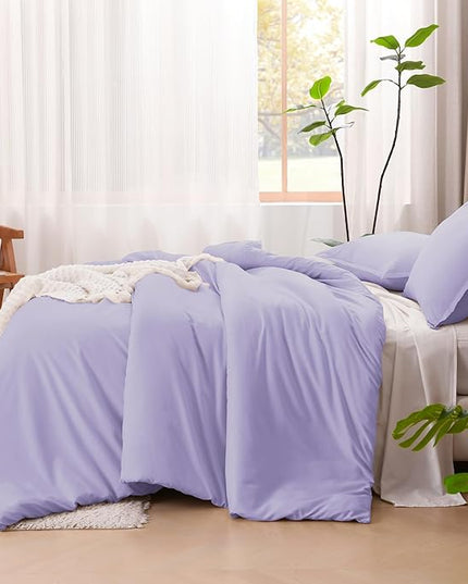 Litanika Lavender Comforter California King Size, 3 Pieces Cal King Lightweight Solid Bedding Comforter Set, All Season Fluffy Bed Set (104x96In Comforter & 2 Pillowcases)