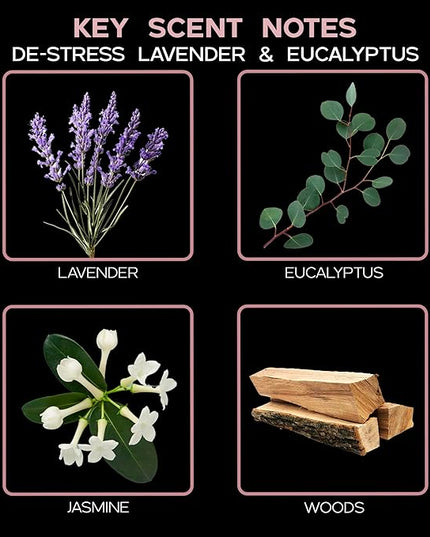 LOVSPA Reed Diffuser Set, DE-Stress Lavender Eucalyptus Scented Oil Diffuser with Sticks, Home Fragrance Accessories for Bathroom Shelf Decor, Aroma Diffusers for Home or Office Desk, USA Made