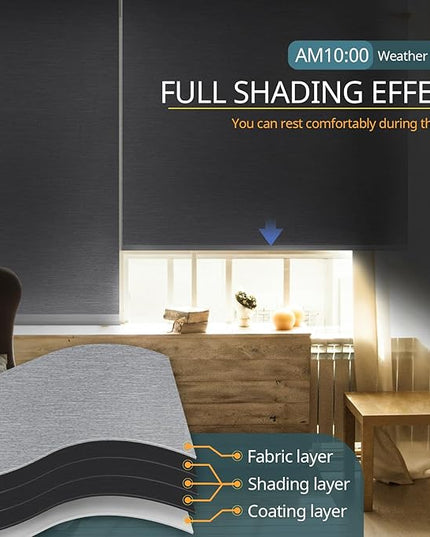 Motorized Blinds No Drill Automatic Blinds for Windows Cordless Roller Shades Electric Blinds with Remote Control Smart Blinds (Grey, 28.5 x 72)