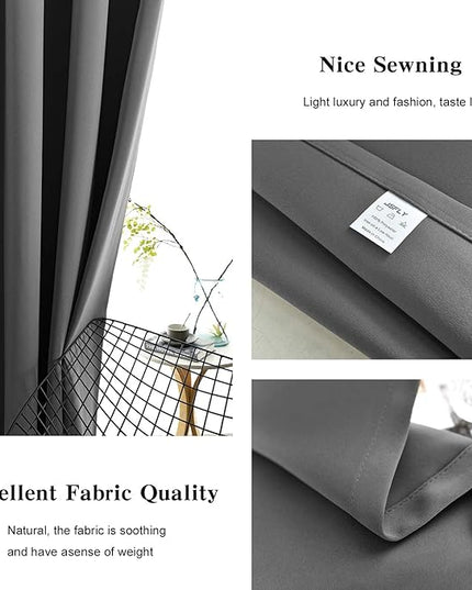 Blackout Curtains for High Ceiling, Extra Long Thermal Insulated Solid Grommet Window Curtains Drapes for Living Room 12ft Length, Set of 2 Curtain Panels 52 W x 144 L Inches Dark Gray